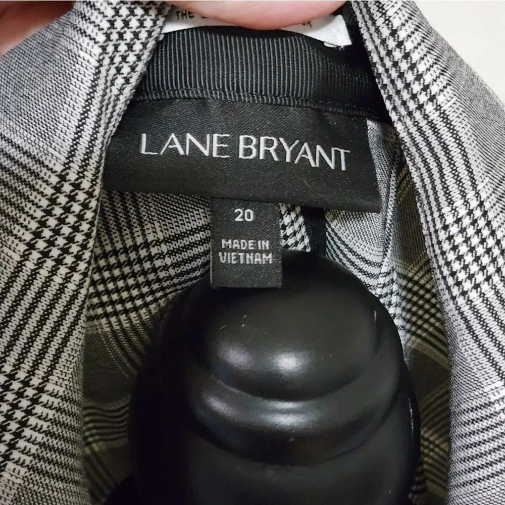 𝅺Lane Bryant black and white plaid long blazer jacket plus size‎ 20